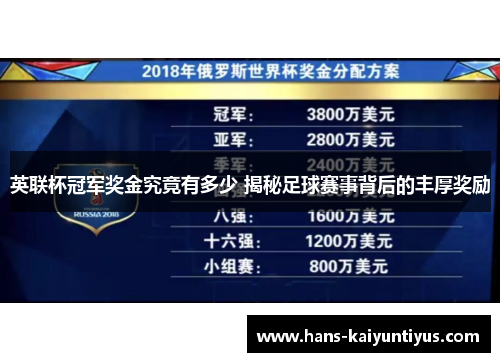 英联杯冠军奖金究竟有多少 揭秘足球赛事背后的丰厚奖励