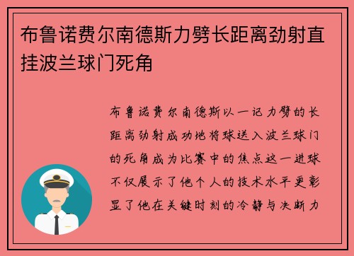 布鲁诺费尔南德斯力劈长距离劲射直挂波兰球门死角